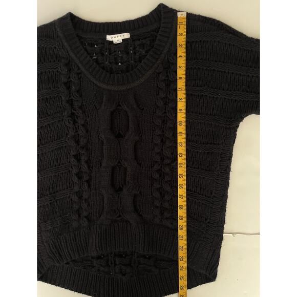 DUFFY Chunky Wool Cashmere Sweater Women M Black Cable Knit Fisherman Comfy Cozy - Picture 6 of 10